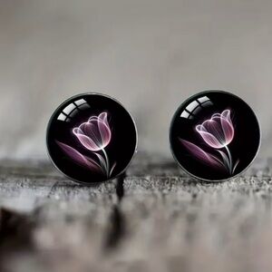 💎4/$20💎Earrings with Purple Tulip Motif